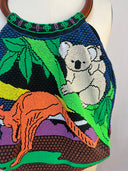 Vintage 1970s Beaded Australiana Handbag