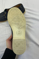Gucci Navy Leather Web Strip Driving Shoes