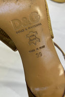 Dolce & Gabbana Gold Leather Slingback Pumps with Jewel Detail