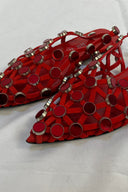 The Attico Grid Studded Suede Slingback Flats