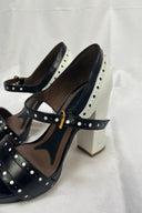 Marni Black & White Block Heel Sandals