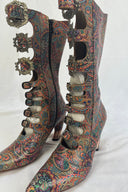 John Fluevog Paisley Print Leather Boots