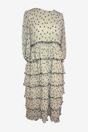 Ganni Lowell Tiered Plissé Midi Dress