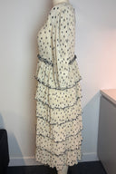 Ganni Lowell Tiered Plissé Midi Dress