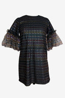 Ruffle Sleeve Lurex Mini Dress