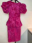 Mr K. Hot Pink Puff Sleeve Midi Dress