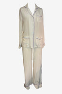 Olivia Von Halle Cream and Purple Trim Set