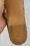 Vintage Betta 1960s Metallic Faux Fur Trim Slip On Flats
