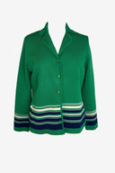 Vintage Crest Collared Knit Cardigan
