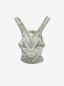 Sass & Bide White Leather Backless Top