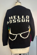 Dame Edna Hello Possum Black Knit Sweater