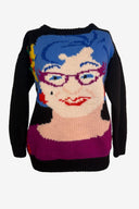 Dame Edna Hello Possum Black Knit Sweater