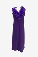 Vintage 1960 Leon Haskin Purple Feathered dress