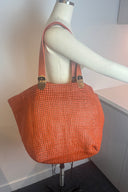 Donna Forbes Orange Leather Beach Bag