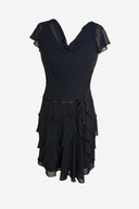 Liz Claiborne Ruffle Black Midi Dress