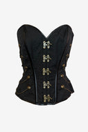 Corset Story Black Leather Paisley Print Corset with Chain and Locks