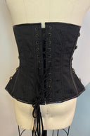 Corset Story Black Leather Paisley Print Corset with Chain and Locks