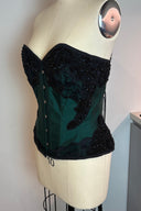 Corset Story Green Emerald Beaded Embroidery and Black Lace Corse