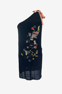 Fendi Black One Shoulder Embroidery Mini Dress