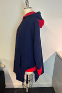 Navy Coat With Red Trim And Buttons