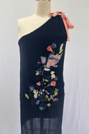 Fendi Black One Shoulder Embroidery Mini Dress