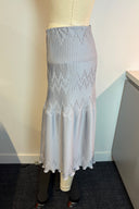 Light Blue Pleated Knit Midi Skirt
