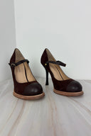 Nicola Finetti Leather & Brown suede heels