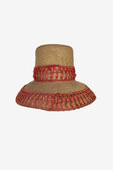 Vintage Straw Hat with Raffia Trim