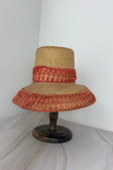 Vintage Straw Hat with Raffia Trim