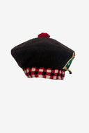 Vintage Brown Wool Beret with Red Pompom