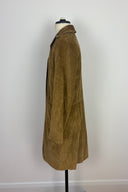 Golden Buckle Tan Suede Leather Midi Coat
