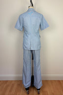 1960s Imperial Pale Blue Stripe 2 Piece Safari Suit