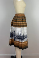 1950s Harbour Sketch Pleated Skirt