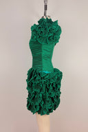 1980s Emerald Pleated Sculpt Mini Dress