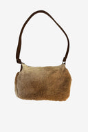 Vintage Kangaroo Fur & Suede leather boho shoulder bag