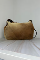 Vintage Kangaroo Fur & Suede leather boho shoulder bag