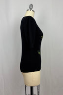 Dolce & Gabbana Black Wool Rose Print Knit