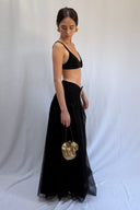 Mr K Separates Black Lined Mesh Maxi Skirt