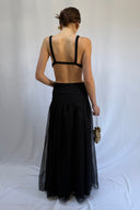 Mr K Separates Black Lined Mesh Maxi Skirt