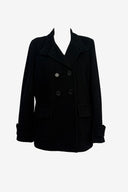 Perri Cutten Black Wool Cashmere Fisherman Style Coat