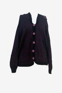 Purple Black Hnad Knitted Cardigan
