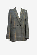 Annie Bing Double Breasted Plaid Houndstooth Blazer