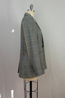 Annie Bing Double Breasted Plaid Houndstooth Blazer