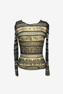 Jean Paul Gaultier Classique Black And White Fishbone Mesh