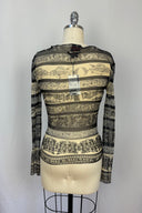 Jean Paul Gaultier Classique Black And White Fishbone Mesh