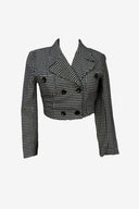Houndstooth Cropped Double Breasted Blazer
