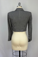 Houndstooth Cropped Double Breasted Blazer