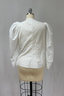 White Puff Sleeve Cotton Blouse