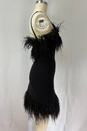 Staud Black Feather Trim Mini Dress