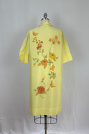 Lemon Yellow shirt front dress with orange floral print